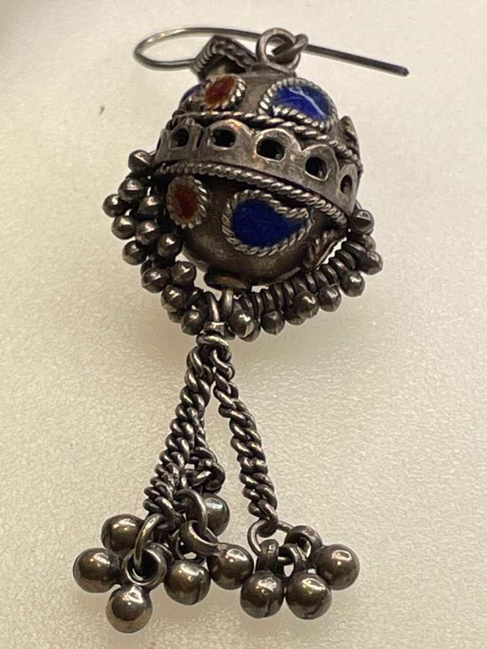 Authentic Afghani Kuchi Tribal Jhumka Earrings - 22g Heavy Oxidized Silver Boho